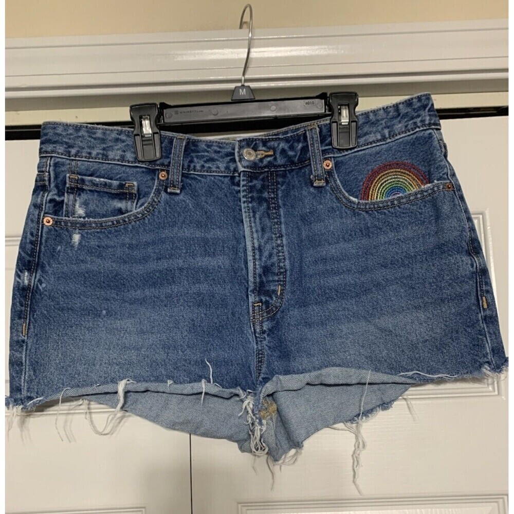 Old Navy Womens 12 O.G.‎ Short High Rise Rainbow Embellished Denim Jean Shorts